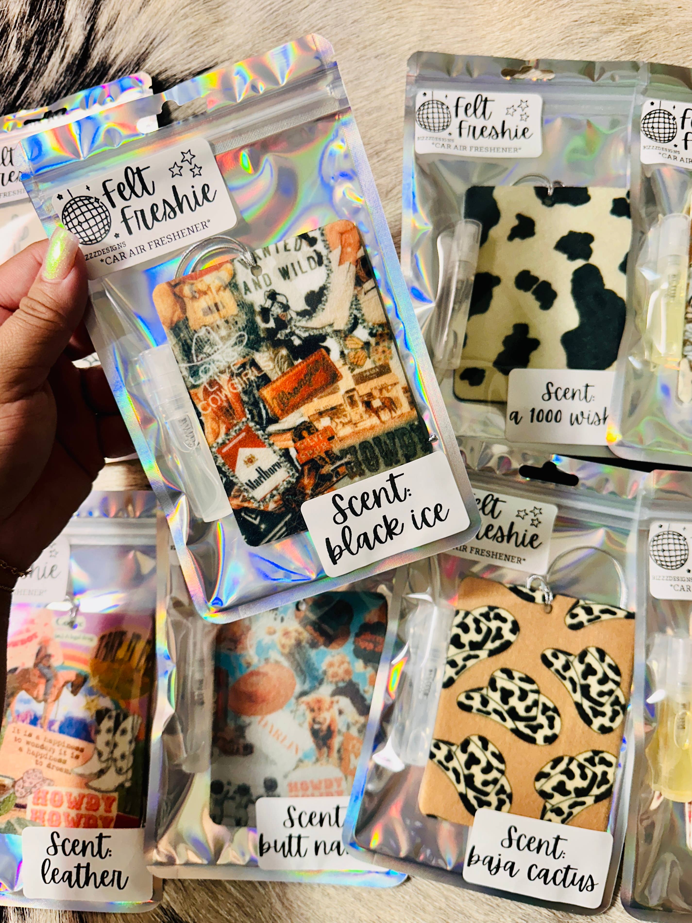 Bizzz Designs - Wholesale Car Freshener - Women's - Western Punchy Felt Freshie Bundle of 10 | Air Freshener5