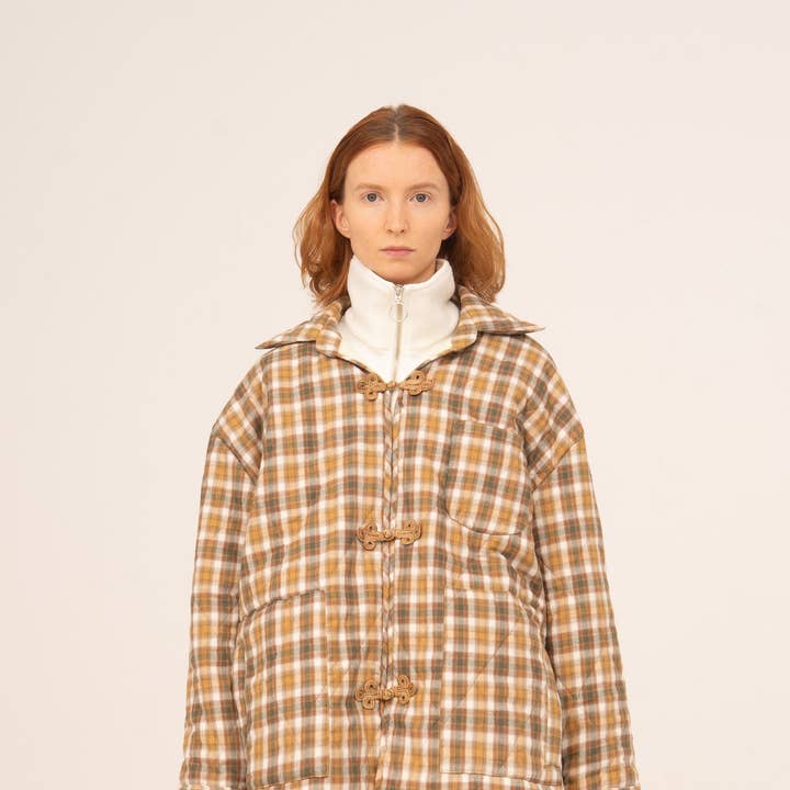 Chaqueta Acolchada de Cuadros Marrón Sauce for wholesale by CARMEN SAYS