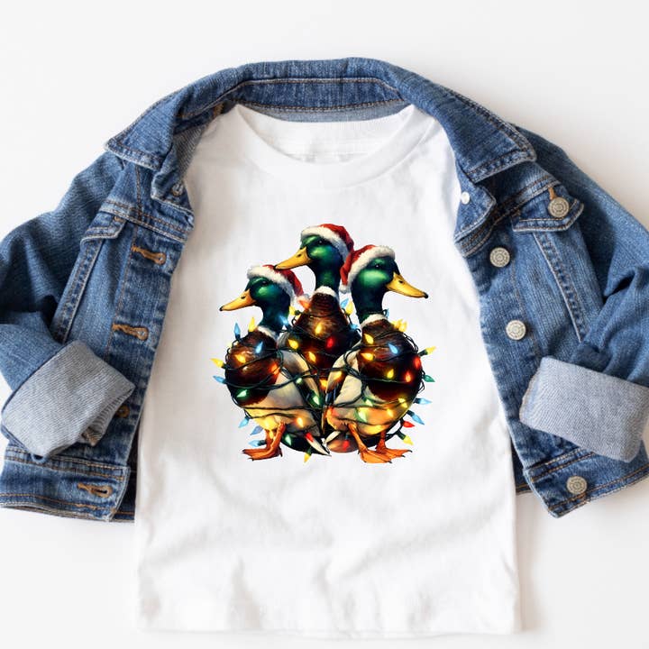 Mallard Duck and Christmas Lights Kids Tee Shirt for wholesale by AvaryMaeInspirations