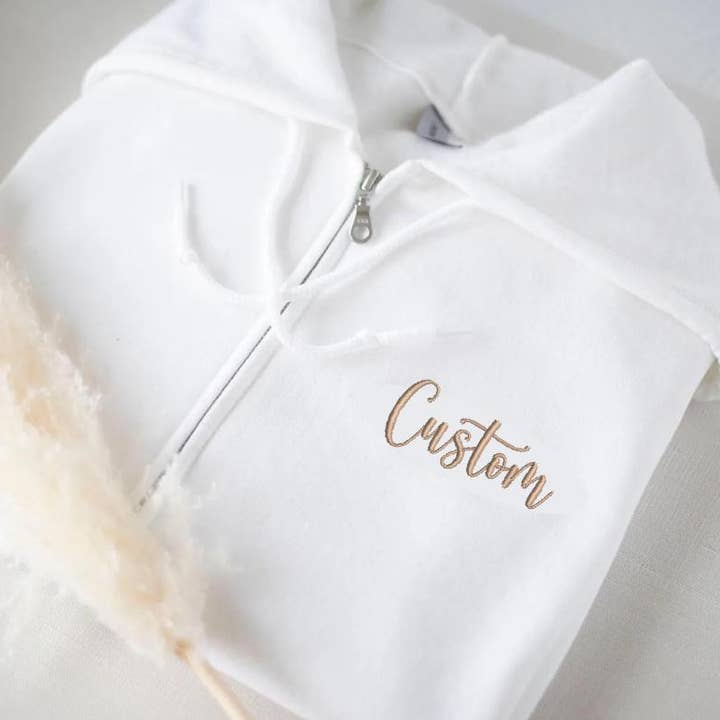 Custom Embroidered Full Zip Hoodie with Monogram and other Purchase Wholesale full zip hoodie. Free Returns & Net 60 Terms on Faire trending on Faire.