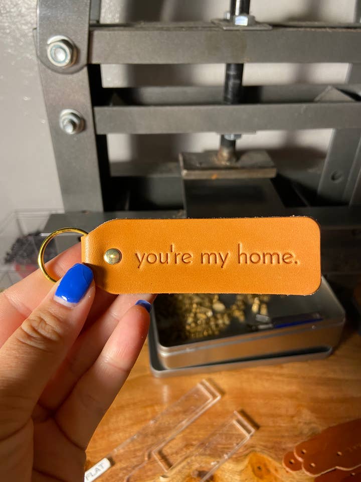 "You're My Home." Script Keychain for wholesale by Twin Sparrow