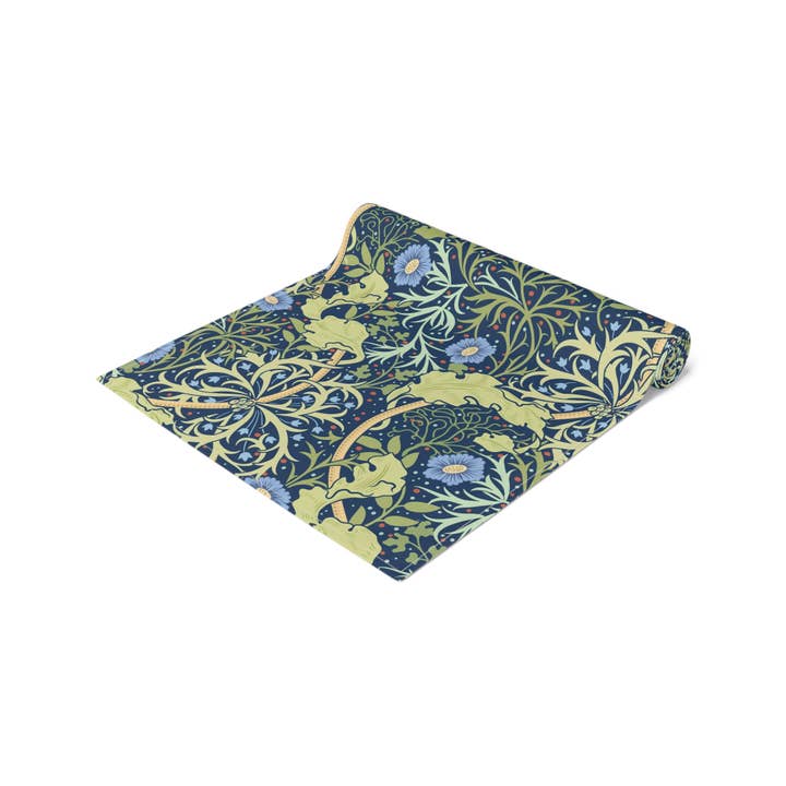 Willy Morris Home Emporium - Wholesale Table runner - Table Runner inspired by William Morris - Seaweed Collection (Blue Flower)4