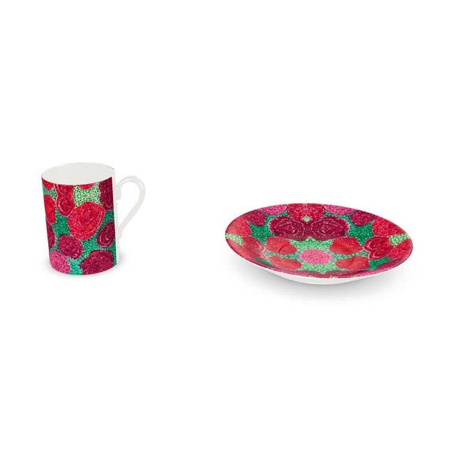 Turning Up Red Roses Cup and Saucer for wholesale by Ally Bee Design