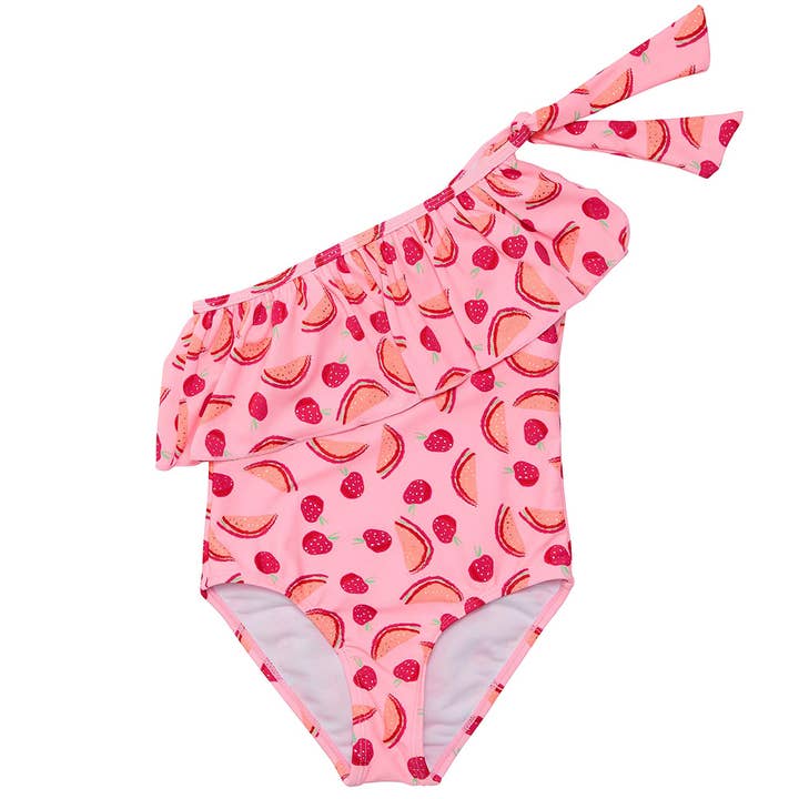 Berry Sweet One Shoulder Swimsuit for wholesale by Snapper Rock Swimwear UPF50+