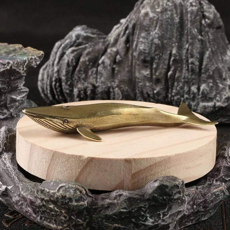 Kiyo Home - Wholesale Decorative Figurine - Small Brass Blue Whale | Whale Figurine | Copper Figurine3
