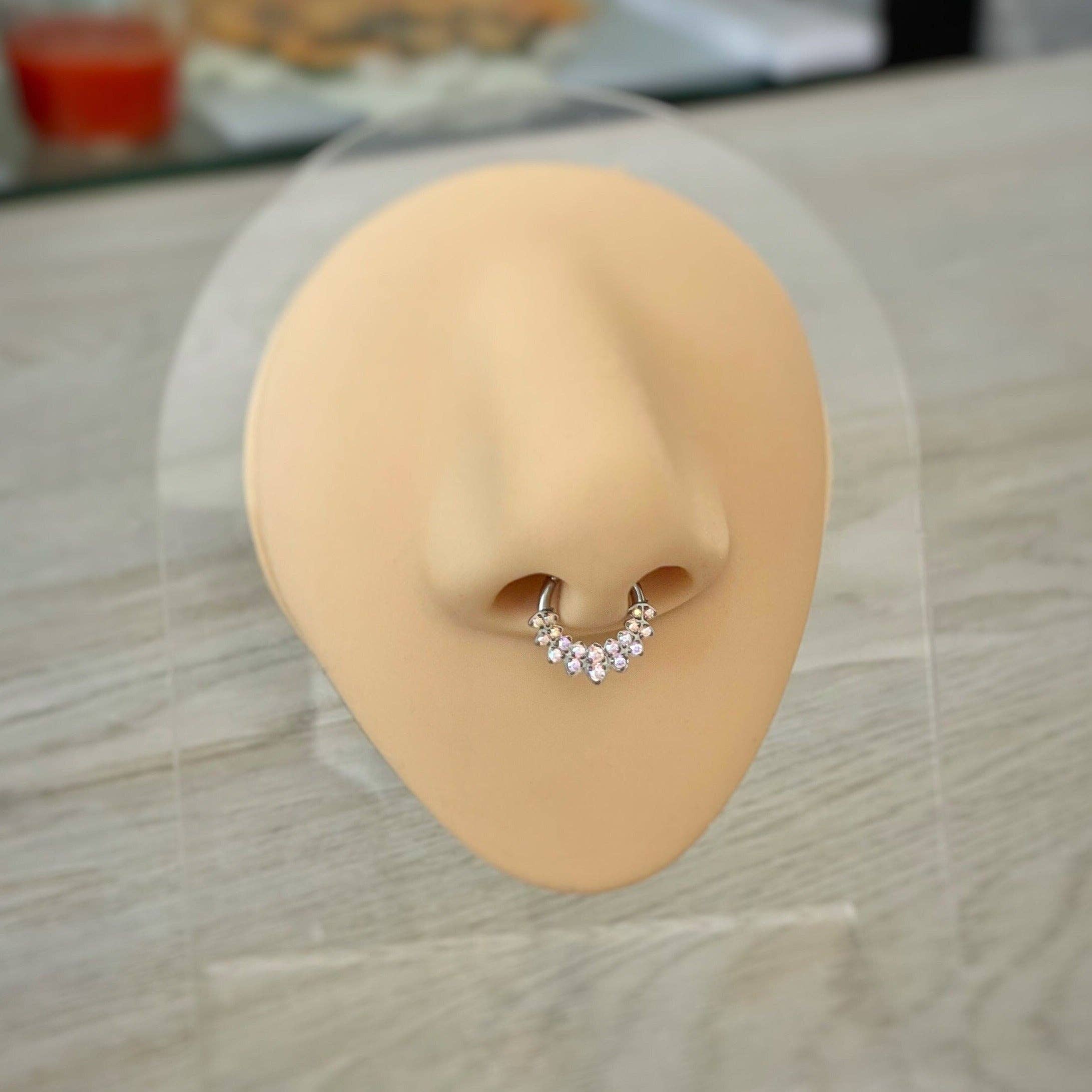 Elara Body Jewelry - Wholesale Nose Ring - Silver Septum Piercing (16G | 8mm or 10mm | Surgical Steel | Multiple Color Options)4