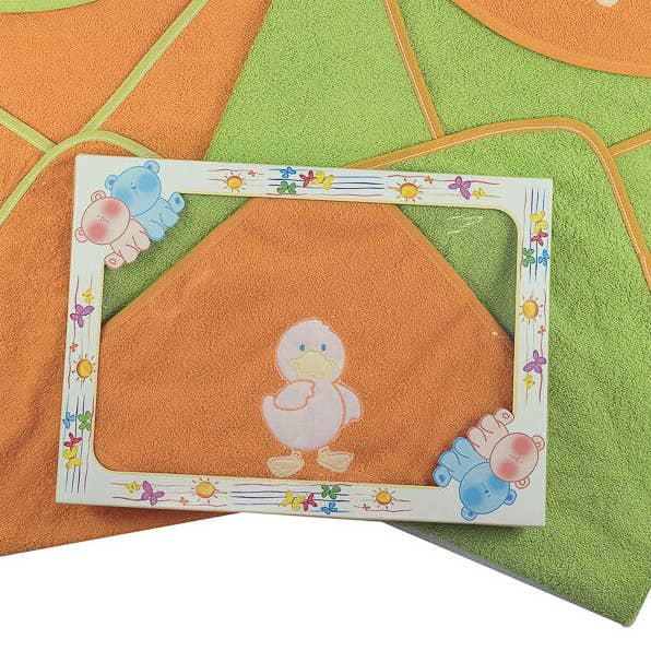 DUCK Triangle Baby badekåbe med broderet hætte for engroshandel hos Almatex srl