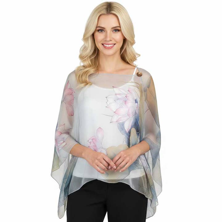 The Magic Scarf Company - Vendita all'ingrosso Poncho - Donna - Poncho/Cappa setosa con sei bottoni42