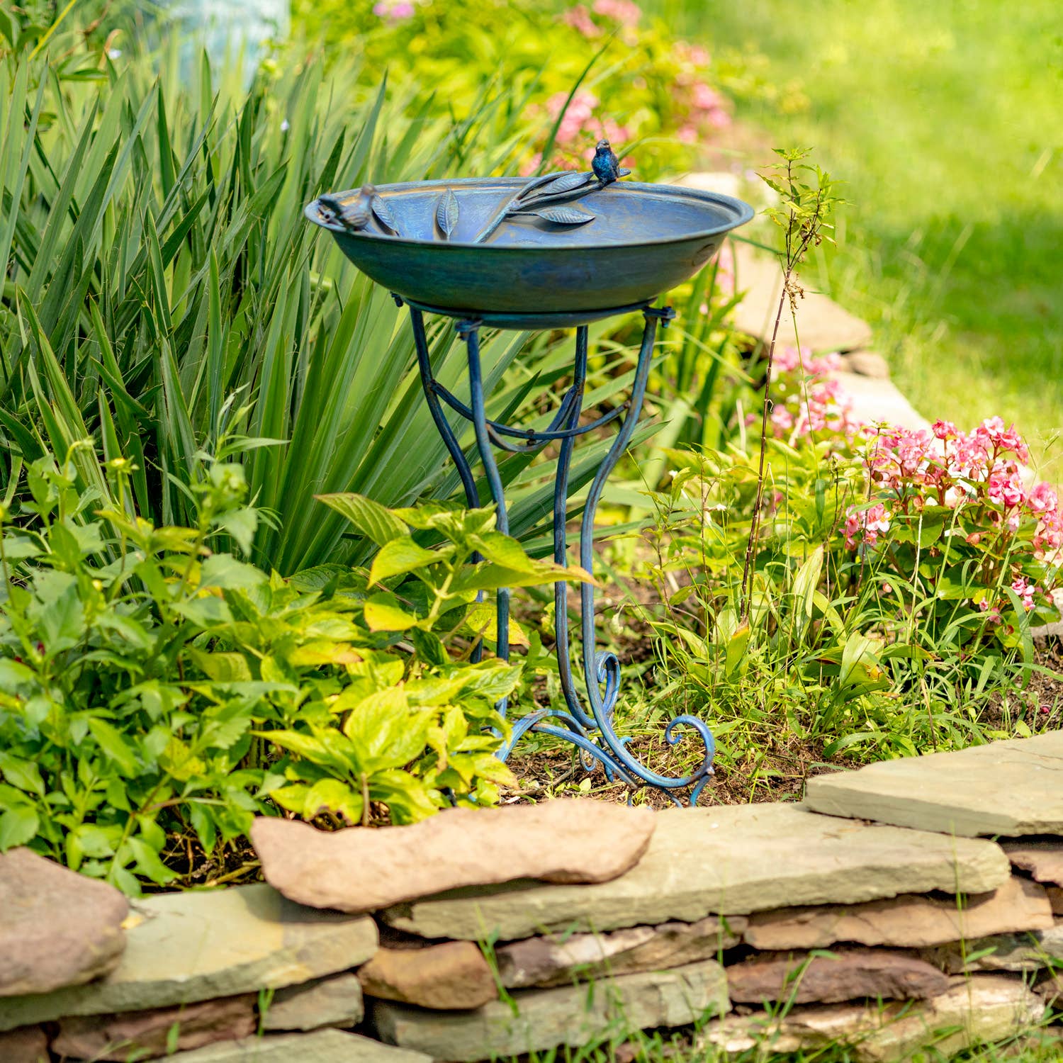 Zaer Ltd. International - Wholesale Bird Bath - "Two Birds" Iron Birdbath - 3 Color Options14