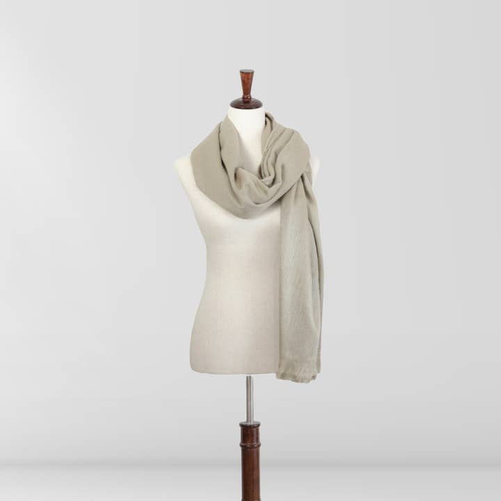 LATITUDE ZERO GOODS - Wholesale Wrap - Women's - Canelo - Beige Alpaca Wool Shawl1