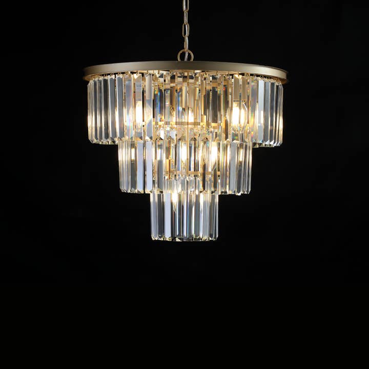 Golden Gold Luxury Crystal Modern Chandelier No Bulbs for wholesale on Faire9