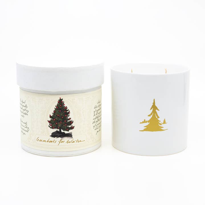 Embossed Christmas Tree Collaborative Candle for wholesale by We Took To The Woods