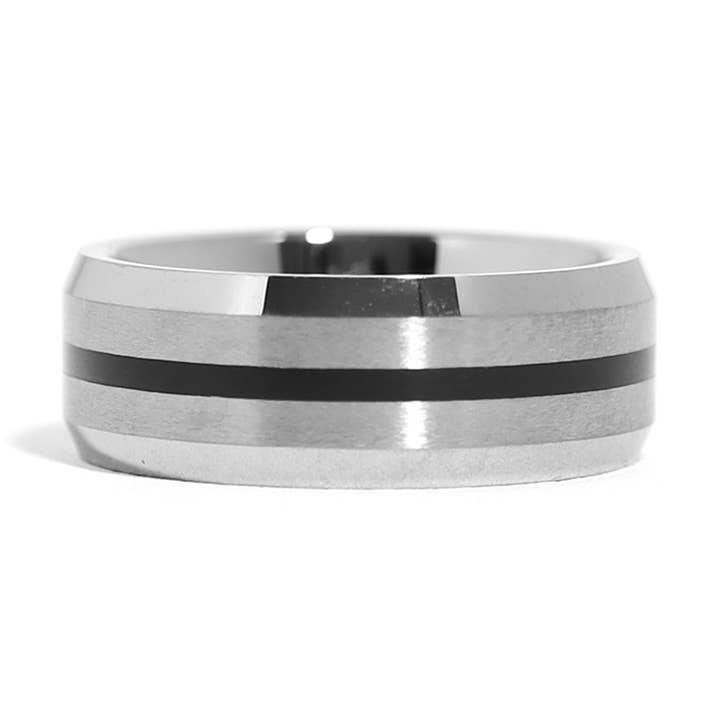 Tungsten Black Center Comfort Fit Ring for wholesale by WJW