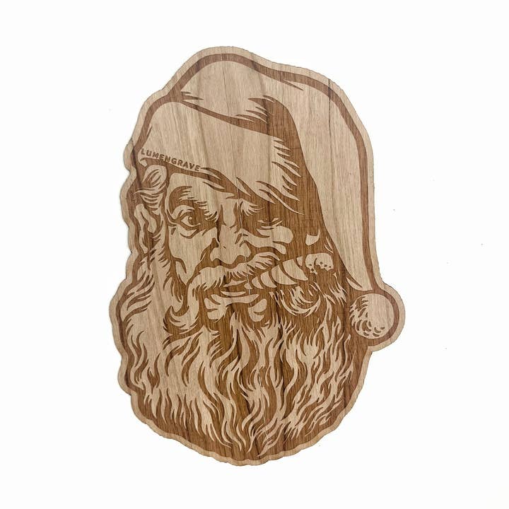 Pegatinas de madera SMOKING SANTA para venta al por mayor de LumEngrave