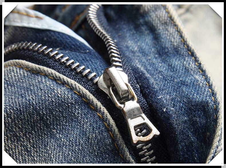 Blå Broderade slitna jeans herr slim fit skinny jeans för wholesale på Faire8