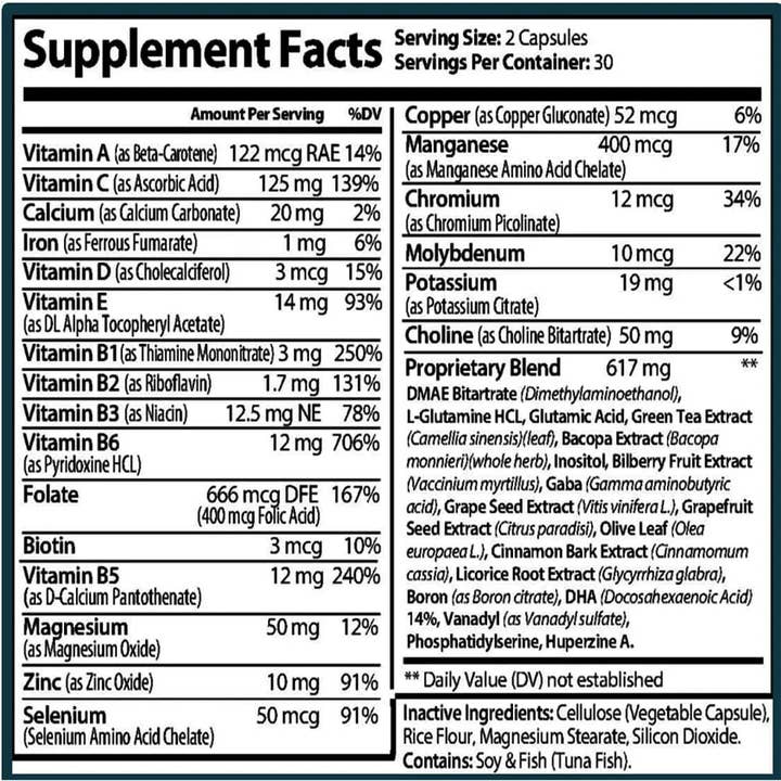Hybrid Nutraceuticals LLC - Vente Supplément oral/vitamine - Supplément nootropique avancé pour le cerveau NeuroPhen - 60 gélules1