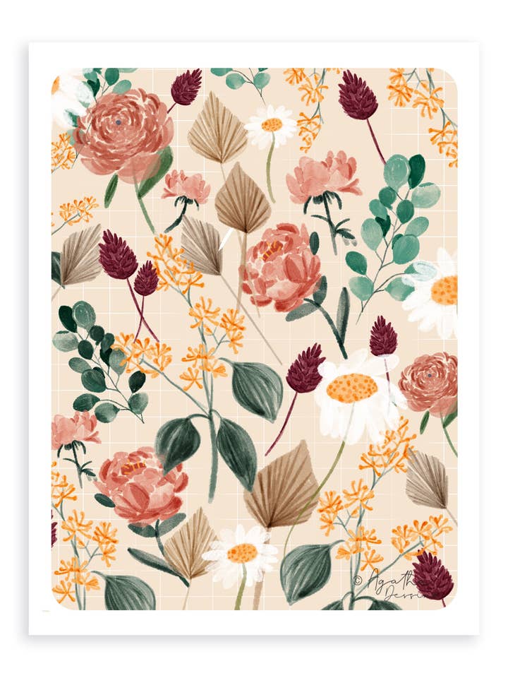 August Flowers Illustration for wholesale by Agatha Dessine