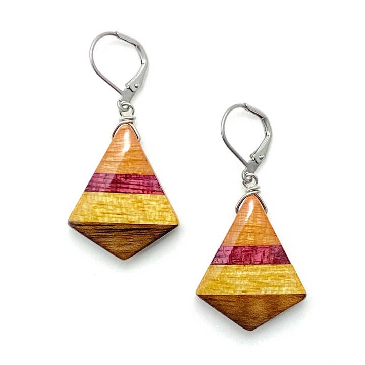 Small Fan Reclaimed Wood Earrings for wholesale by Melinda Wolff