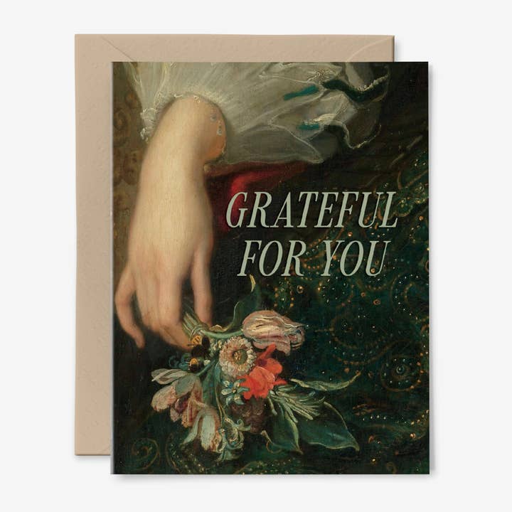 Carte Grateful For You | Peinture ancienne | Fleurs pour la vente par Hemlock House Studio