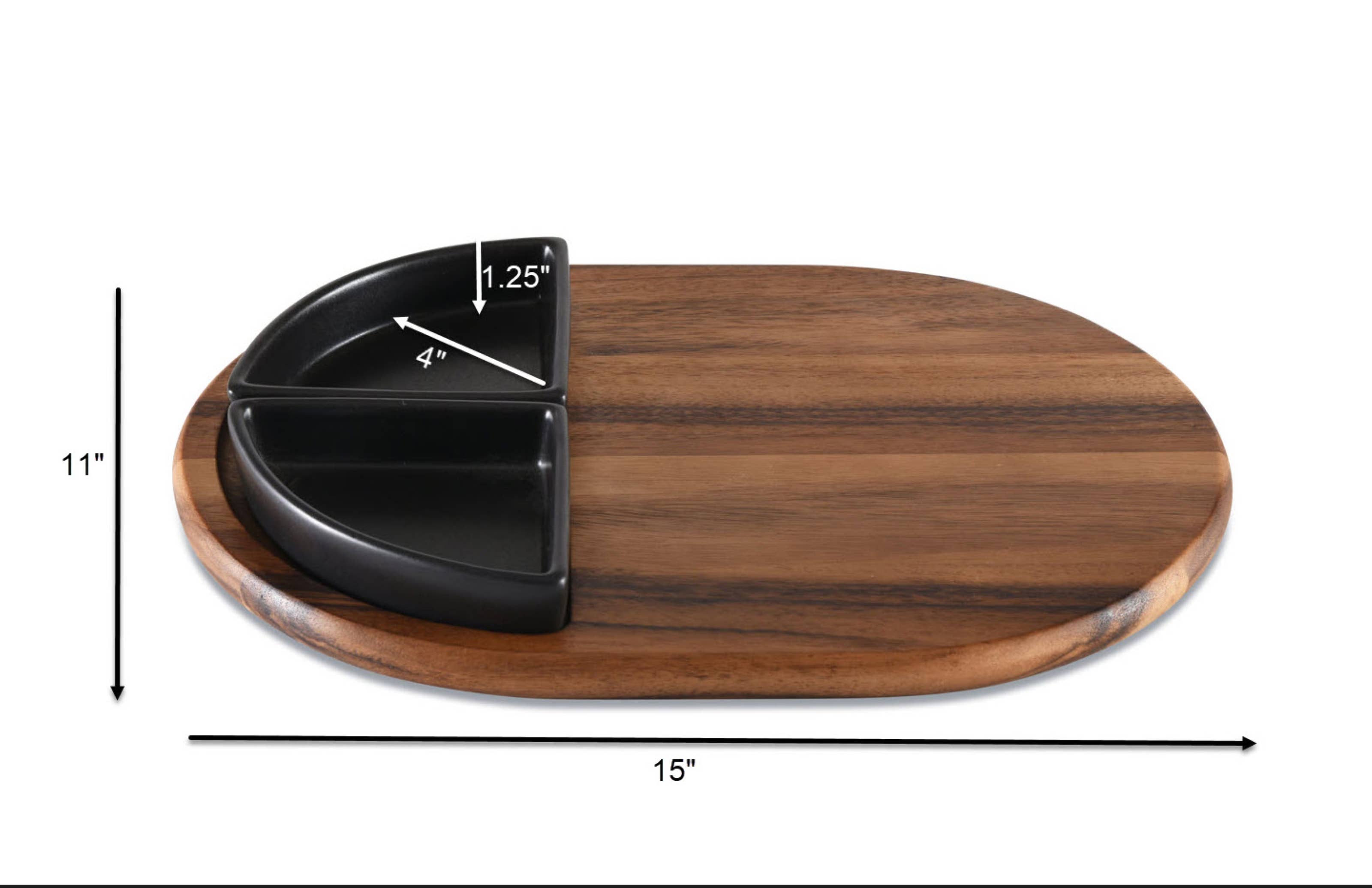 Kalmar Home - Wholesale Serving Tray - Charcuterie/ Serving Tray w/ 2 Black Ceramic Dishes4