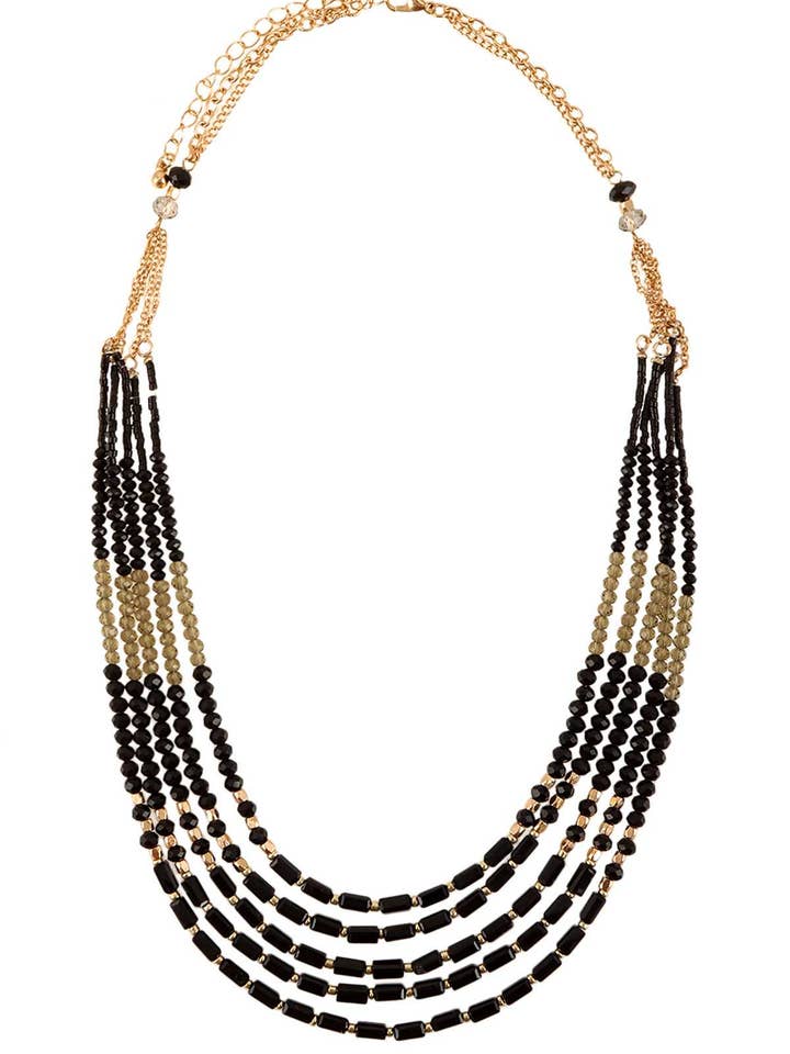 Colar de contas de vidro de 5 camadas 302 por atacado de anbfashion