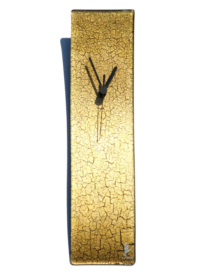 Relógio de Parede em Vidro Ouro Crackled 10X41 Cm por atacado de CARNEOL GLASS