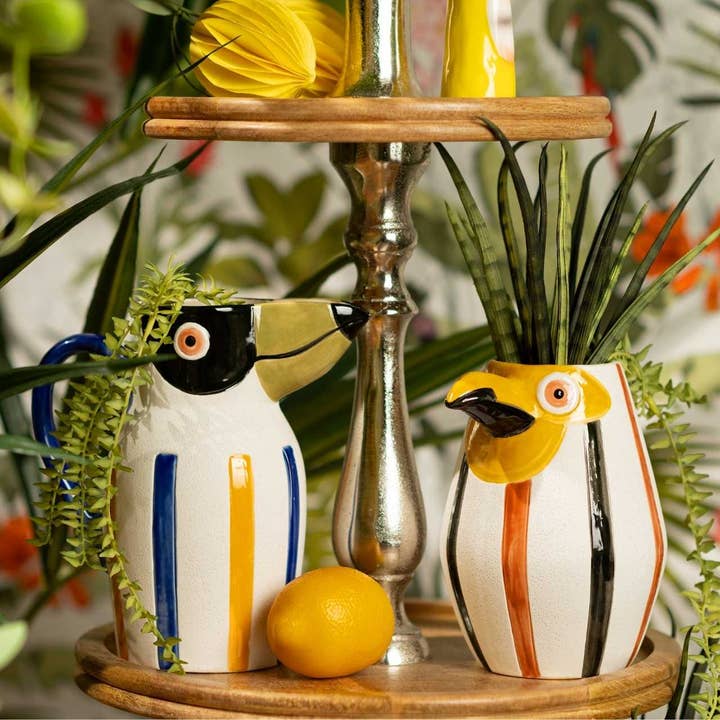 Wurm - Wholesale Vase - Parrot Vase made of stoneware, 2-piece, Colorful (W/H/D) 19x20x11cm2