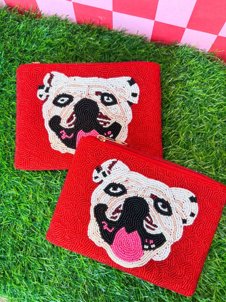 Bulldog Beaded Coin Pouch for wholesale by Rush: Greek Gifts