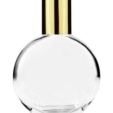 Best Bottles - Wholesale Essential Oil Holder - Clear Circle Glass Bottle with Long Metal Cap - 15ml