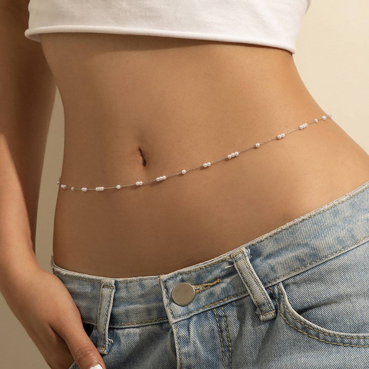 White Sexy Peral Waist Chain DPJYD8 for wholesale on Faire0