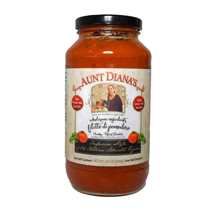 Aunt Diana's Wholesome Brand Filetto Di Pomodoro 24 oz for wholesale by Aunt Diana’s Pasta Sauce