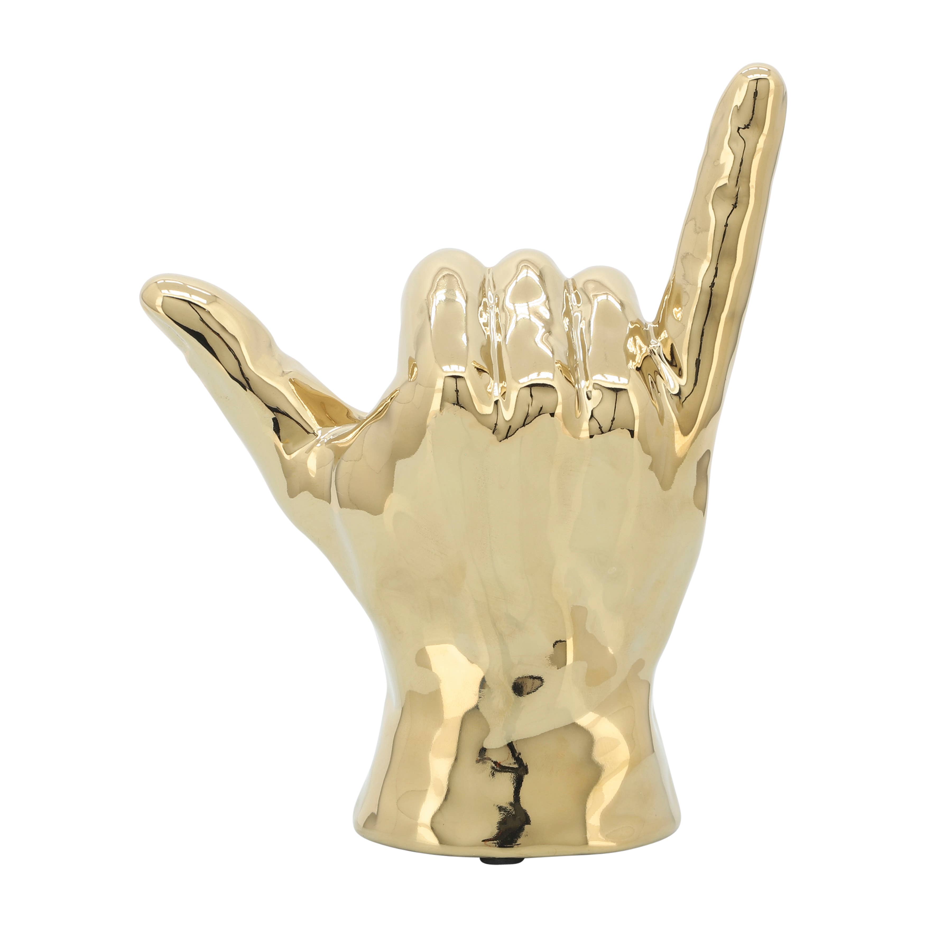 Sagebrook Home - Wholesale Decorative Tabletop Object - Decorative Sculpture - Gold Ceramic Hang Loose Hand, 7 in.8