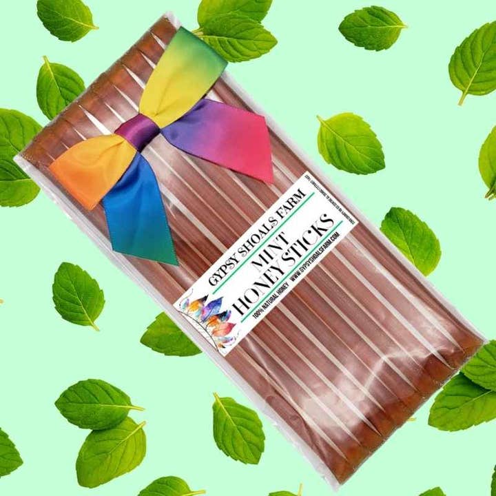Mint Herbal Infused Honey Sticks for wholesale by Gypsy Shoals Farm