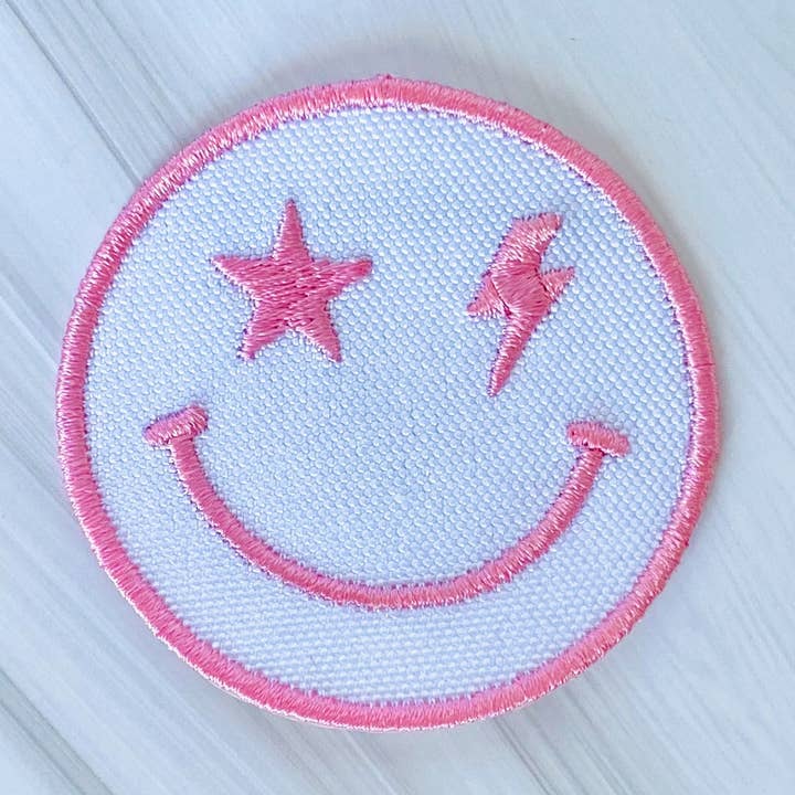 R & R Stitched - Wholesale Patch - Bolt happy face embroidered iron-on hat patch0