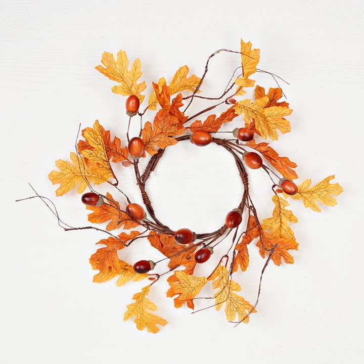 530352- 16in(6.5) Wreath-Mix Jumbo Acorns with Fall Leaves- for wholesale by Holiday Depot Inc.