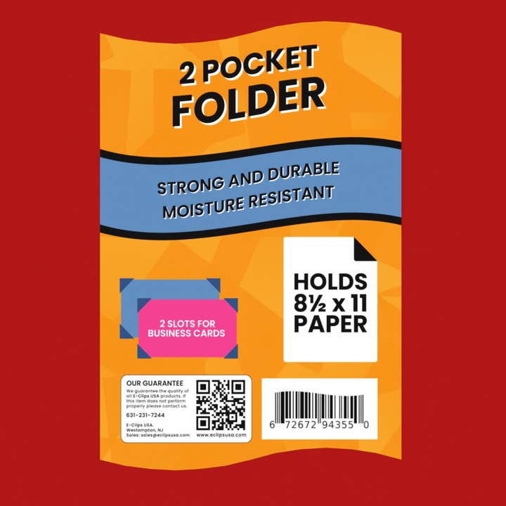 Cartelle Rosse in Carta – 2 Tasche con Slot per Carte – 100 Unità per la vendita all'ingrosso da parte di Eclips USA