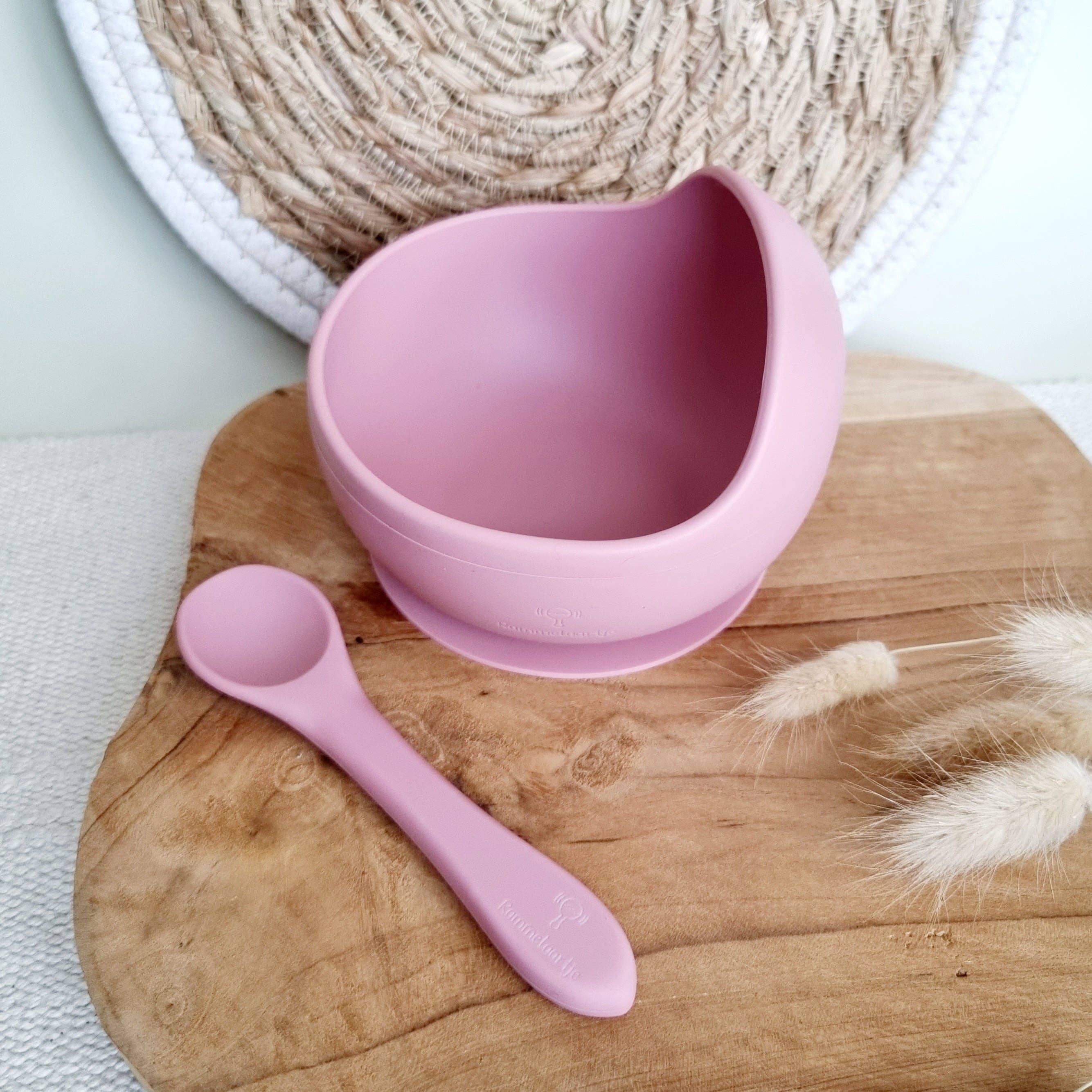 Rammelaartje - Vente Bol - Enfant et bébé - Bol en silicone avec ventouse et cuillère - Rose poudré2