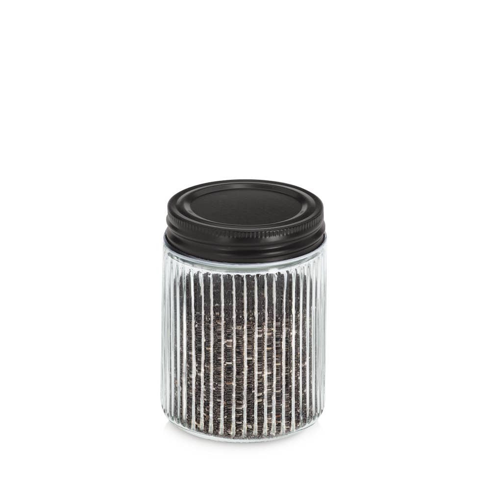 Transparent Black Storage jar with metal lid, 300 ml for wholesale on Faire1