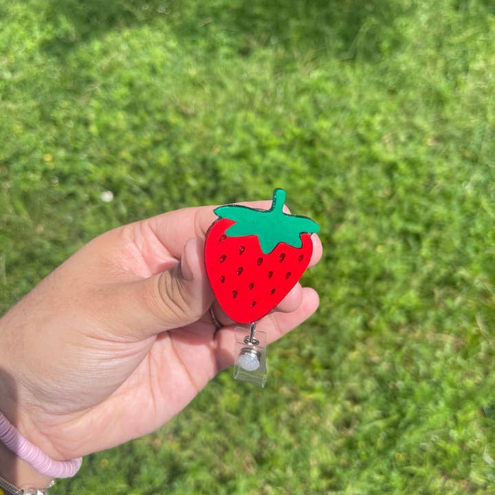 Rose Magnolias - Wholesale Badge Accessory - Women's - Strawberry Badge Reel3