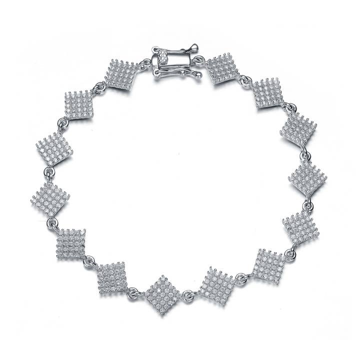 Sterling Silver Cubic Zirconia Square Bracelet for wholesale by Genevive