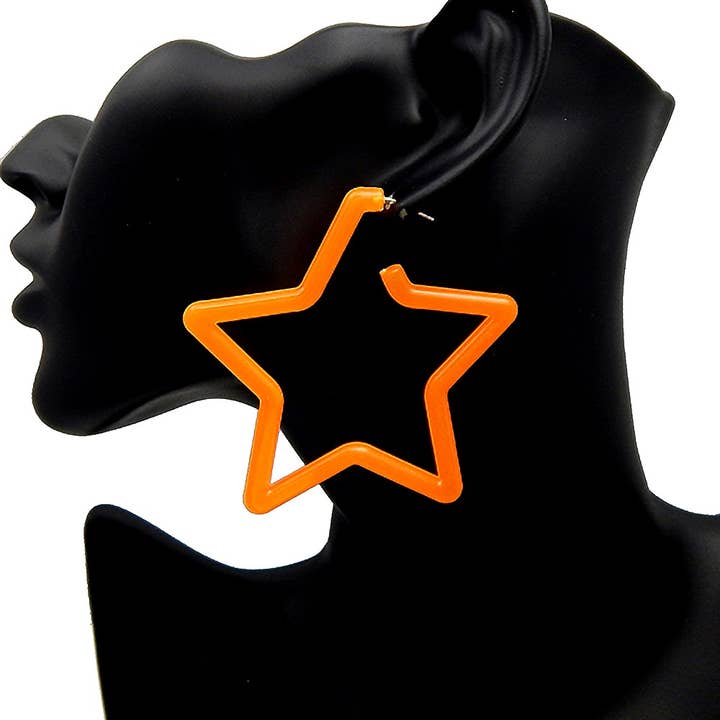 Diacly - Wholesale Hoop Earrings - Leon Star Epoxy Hoop Earrings2