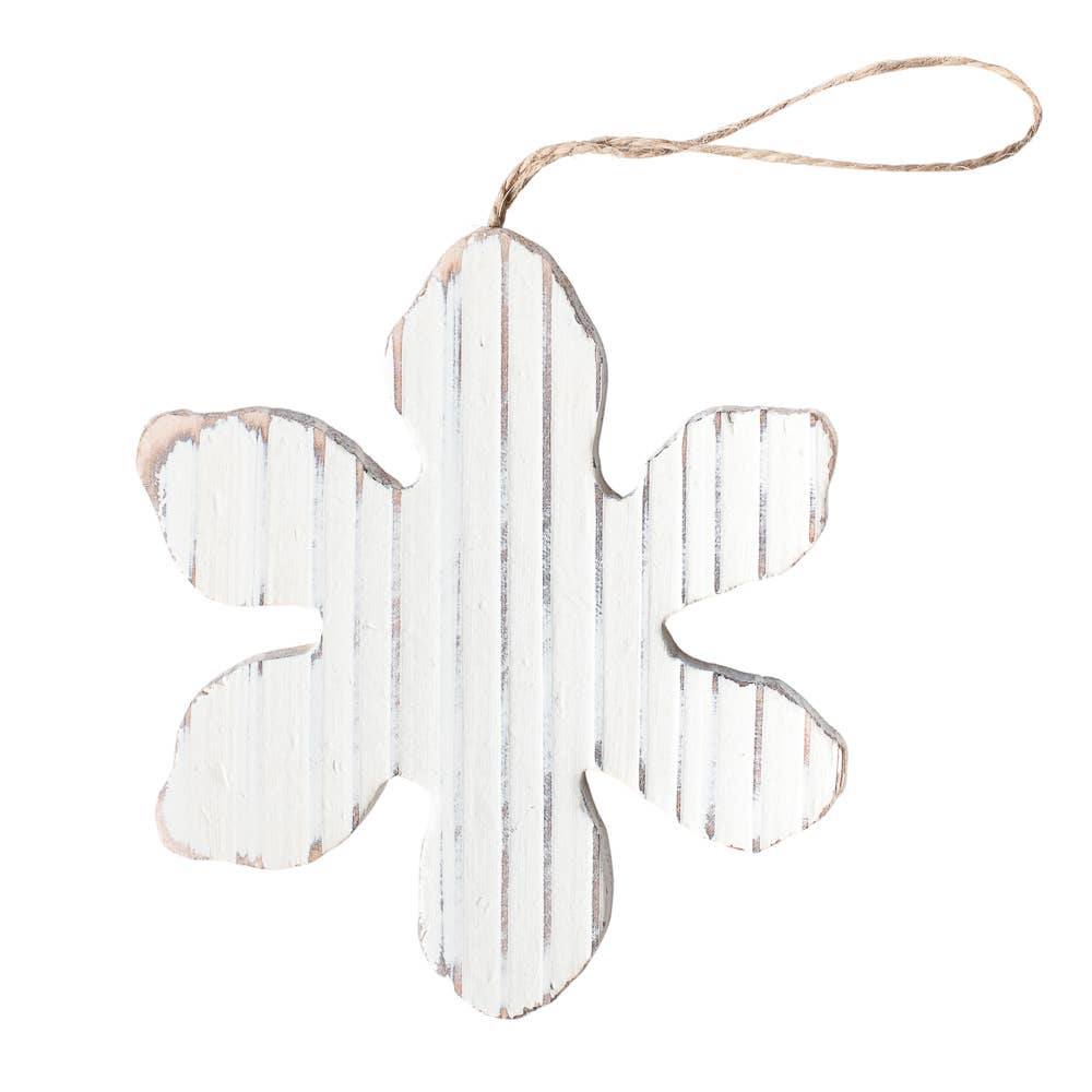 Factory Direct Craft - Wholesale Ornament Set - 4" Rustic Whitewashed Wood Snowflake Ornament3