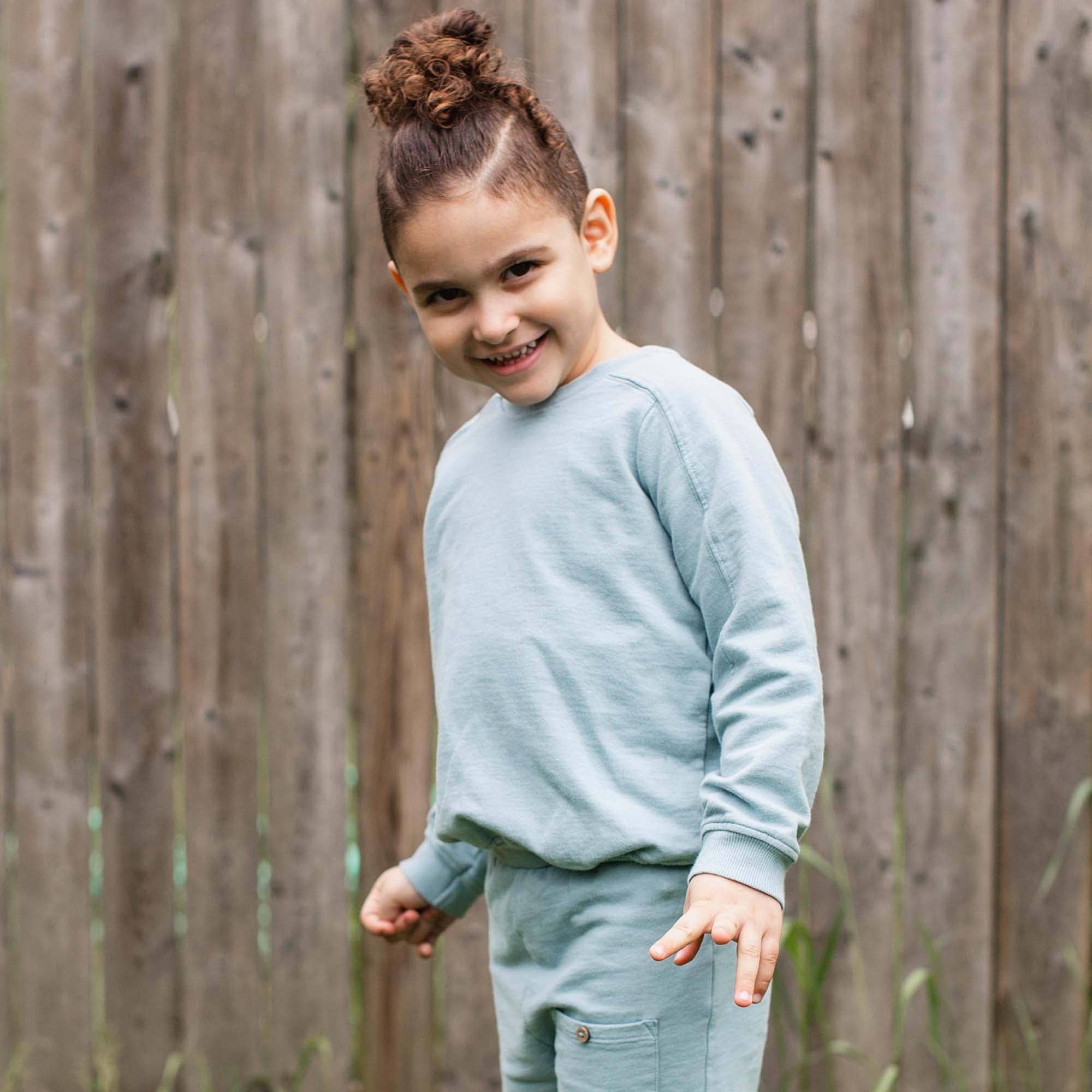 Mountain Blue Seamed Toddler Sweatshirt Set for wholesale on Faire4