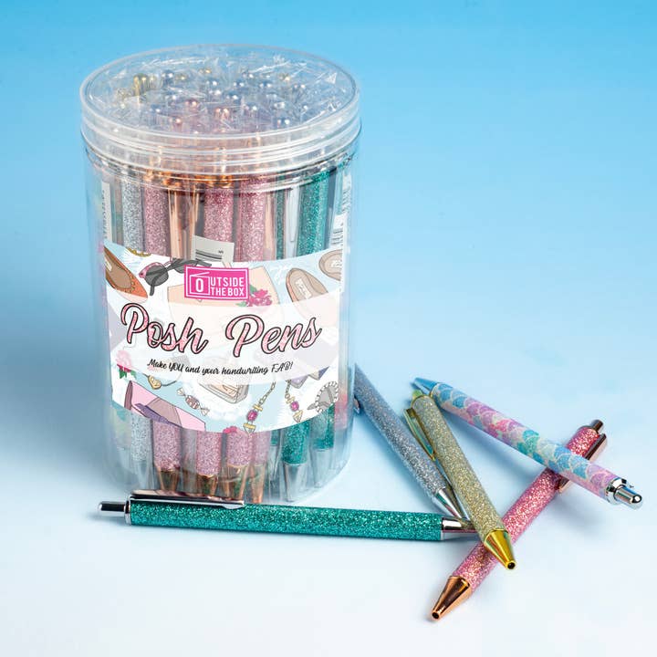OUTSIDE THE BOX, LLC - Wholesale Pen - Posh Pens Pack of 50 - Silver Rose Aqua Gold Mermaid