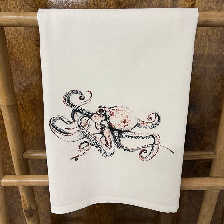 Octopus (watercolor) on a 27" x 27" Kitchen Towel for wholesale by Blue Poppy Designs
