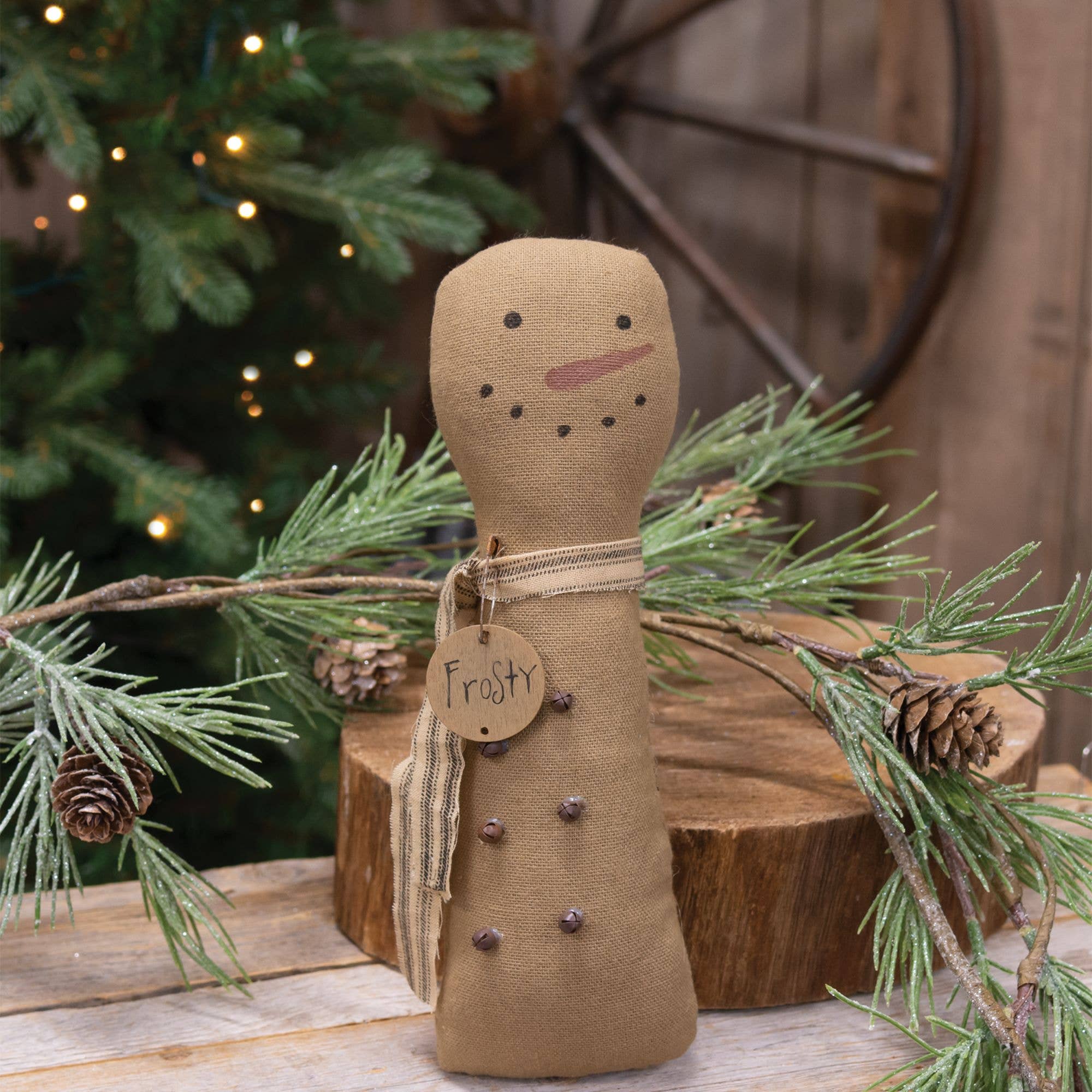 The Hearthside Collection - Wholesale Ornament - Primitive Frosty Jingles Snowman Hanger1