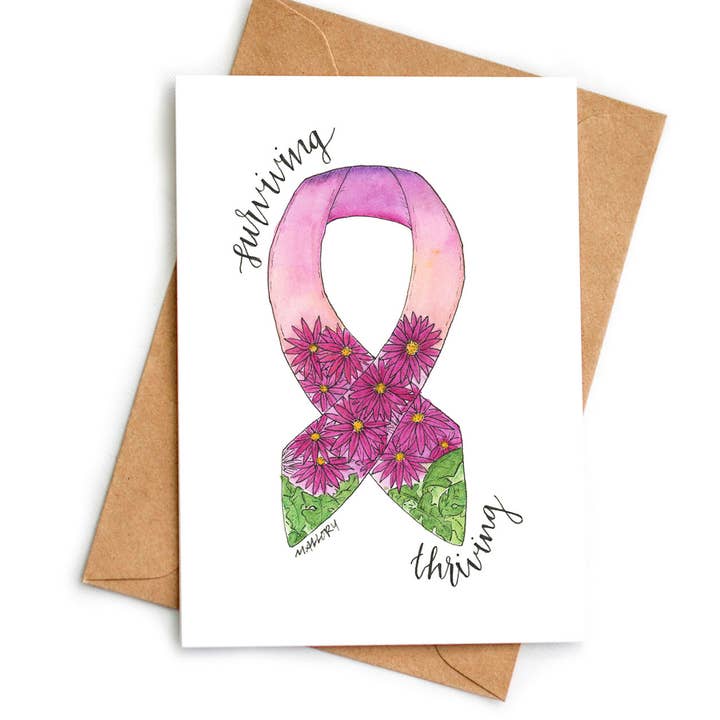 Surviving and Thriving Breast Cancer Card for wholesale by Stem and Soul