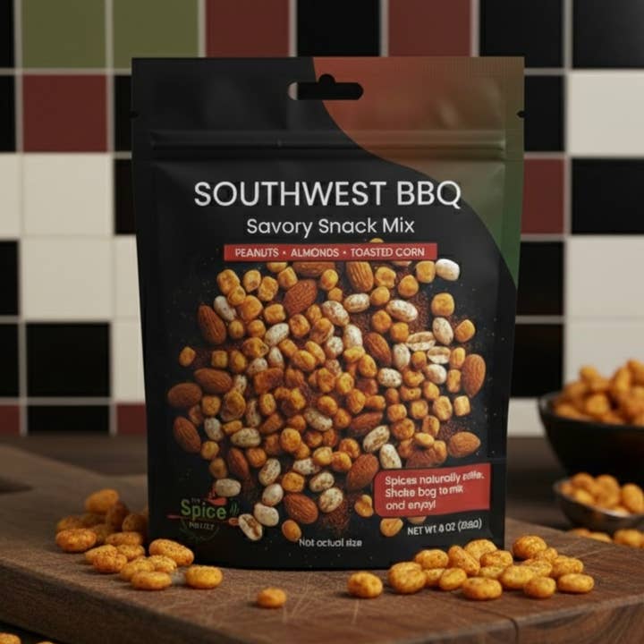 Southwest BBQ Snack Mix Peanuts, Almonds & Toasted Corn 8oz for wholesale by Spice Project