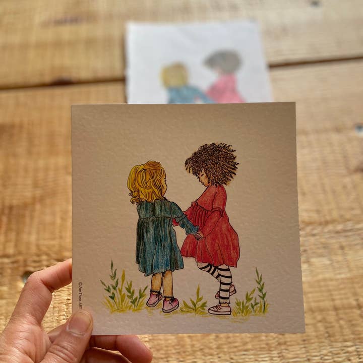 AmTheo Art Designs – Großhandel Freundschaftskarten – Karte der besten Freunde, Besties, zwei Mädchen, nur weil Karte4