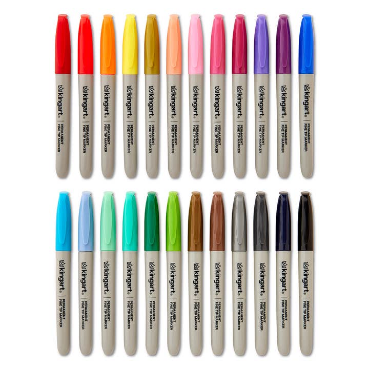 Permanent Fine Tip Markers 24 Colors for wholesale by KINGART